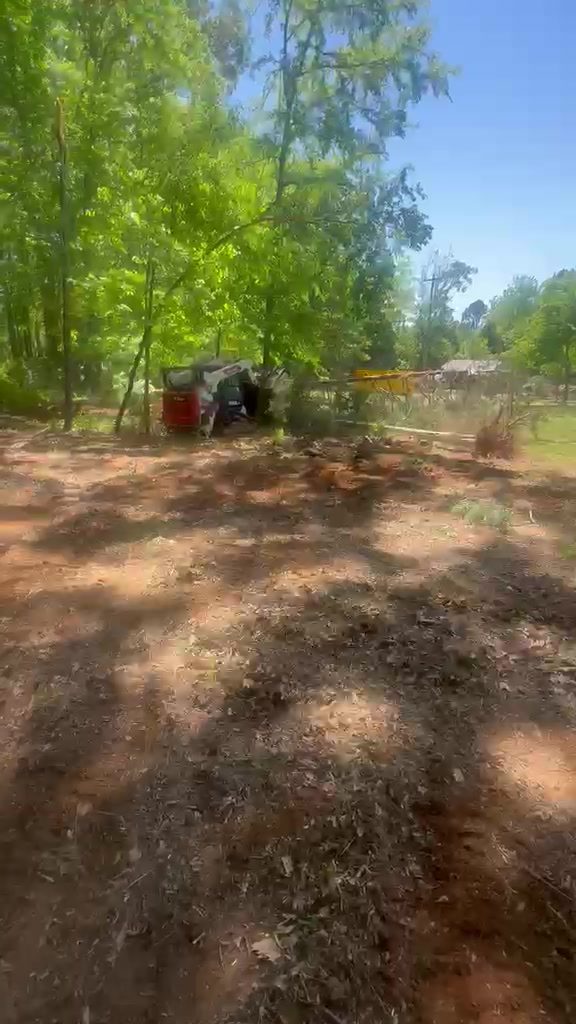 Cleared ground up to the mature tree line on a one-acre lot in Mooresville NC